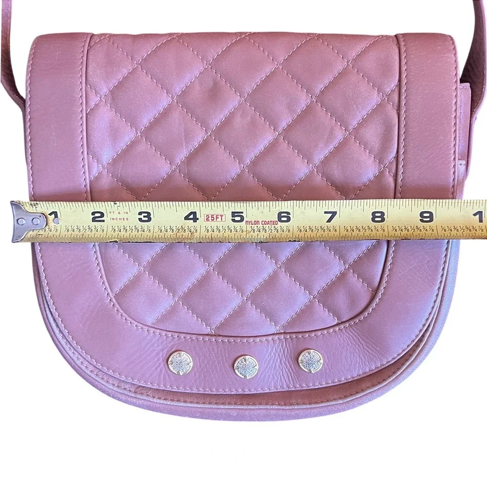 Freida Rothman Quilted Leather Crossbody Bag and Zip Wallet Set Mauve Brown Gold